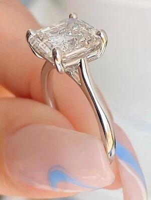 1.17 Ct E VS2 Asscher Cut Diamond Ring Lab Grown Diamond IGI Certified Platinum - Image 1 of 4
