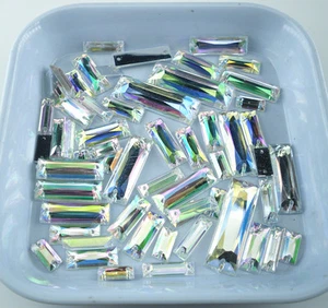 Posten Gesicht Rechteck klar AB Acryl Kristall flache Rückseite Strass Applikation Nähen 1# - Bild 1 von 19