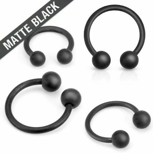 Circular Barbel Body Jewelry Matte Black Anodized Sold as Pair 4 Sizes Available - Image 1 of 1