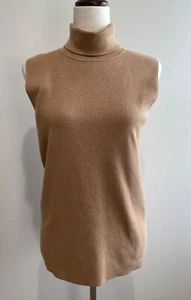 Talbots Turtleneck Sleeveless Sweater Womens M Camel Color Cotton/Modal Blend - Picture 1 of 6