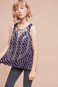 Canotta Anthropologie Zafferano Swing di Moulinette Soeurs taglia XXS, XS motivo blu - Foto 1 di 11