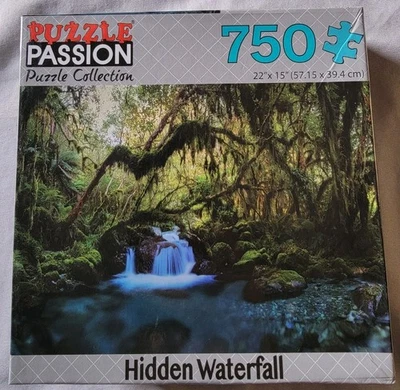 Hidden Waterfall Puzzle 750 Piece 22" x 15" Puzzle Passion Swamp Jungle Scenery - Image 1 of 2