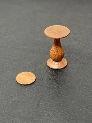 Miniature Dollhouse Wood side table plant stand 1.5x1 Hand Turned  Vintage - Image 1 of 4