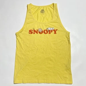 NEW Zara Peanuts Snoopy Yellow Tank Top Sleeveless Shirt Men’s S Charlie Brown - Picture 1 of 10