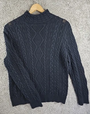 Vintage Lauren Ralph Lauren Cable Knit Chunky Cowl Neck Black Sweater Womens XL - Image 1 of 4