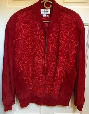 NEW! Cedars Red Suede Embroidered Jacket - Image 1 of 4