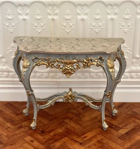 Dolls House 1/12 Scale Elegant Gold And Grey Baroque Style Console Table. - Picture 1 of 4