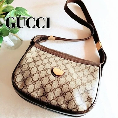 GUCCI Vintage GG Supreme Shoulder Bag Crossbody PVC Leather Brown x Beige - Image 1 of 4