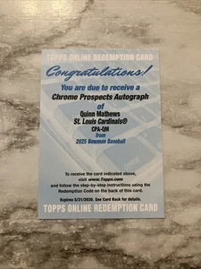 2025 Bowman Chrome Quinn Matthews Prospect Auto #CPA-QM Cardinals REDEMPTION! - Picture 1 of 1
