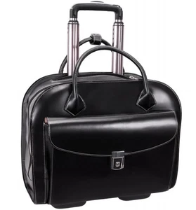 McKlein Granville 15” Wheeled Leather Laptop Briefcase Black W/ Key New With Tag - Picture 1 of 5