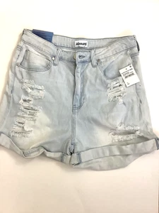 Abbondanti pantaloncini corti invecchiati cotone blu denim tasche boho casual spiaggia - Foto 1 di 5
