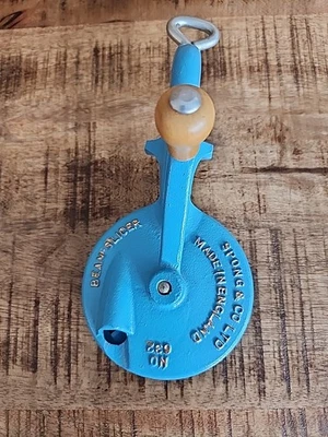 Antique Vintage Spong's Table Mounted Bean Slicer No 632 Blue Made In England - Image 1 of 3