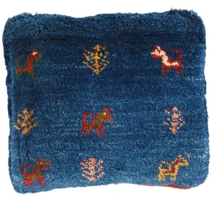 Fine Hand knotted Gabbeh pillow 15"X 16" - Picture 1 of 2