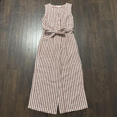 Mono Boden Mujer US 6 Rojo Blanco Rayas Verity Recortado Pierna Ancha Mezcla de Lino Foto 1 de 4