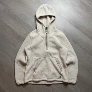 The North Face Women's 1/2 Zip Sherpa White Hooded Sweatshirt Size S Hiking Camp - Picture 1 of 8