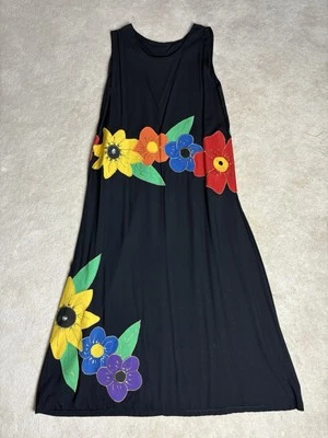 SHANE LEE Couture цветочный макси платье L без рукавов круглый вырез Appliquéd EUC - Изображение 1 из 4