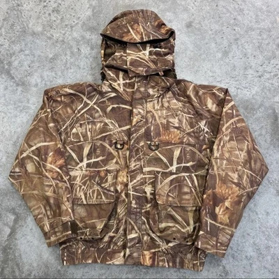 Cabela's Hunting Jacket Mens Large Camo Insulated Waterfowl Nylon Zip Hood Cargo - Image 1 of 4