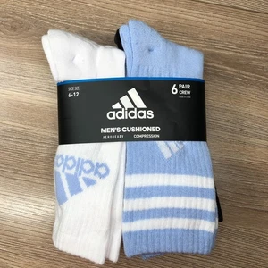 Adidas Socks Men’s Size 6-12 Cushioned Crew 6 Pair AEROREADY Compression - Picture 1 of 5