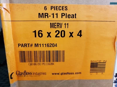 486954 - Glasfloss MERV 11 Furnace Filter 16x20x4 (6 pcs) - Image 1 of 4