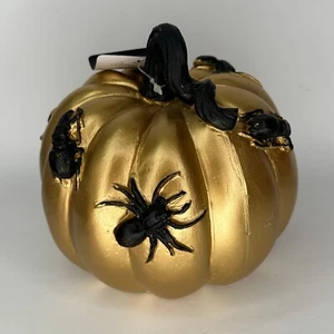 Place & Time Halloween Collection Gold & Schwarz Harz Kürbis zum Dekorieren Neu - Bild 1 von 13