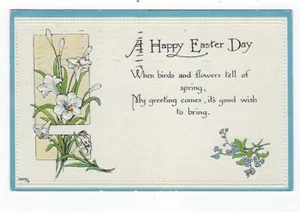 Postal de Pascua de 1920 de colección postada en relieve con flores - Imagen 1 de 2
