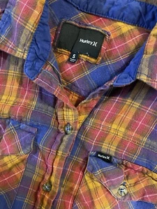 Hurley Men’s Button Up Long Sleeve Flannel Small - Picture 1 of 4