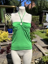 Women’s Bnwt Pilot Y2k 2000s Green Keyhole Halter Tube Top Crop Size 14