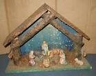 Nativity Set Wood Creche Stable Figurines Made In Italy 13W X 10H