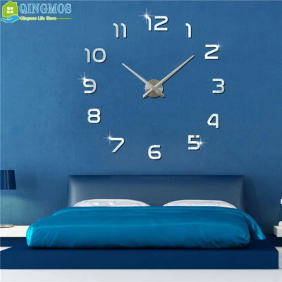 3D DIY Large Wall Clock Acrylic Stickers Watch Decor Living Room Quartz Needle - Image 1 of 4