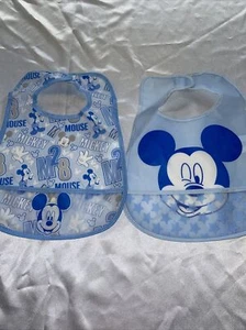 Walt Disney Company Baby Bib Plastic Baby Mickey Mouse Blue - Picture 1 of 4
