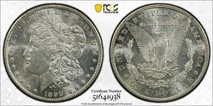 PCGS AU58 1890-CC Morgan Silver Dollar Carson City - Picture 1 of 3