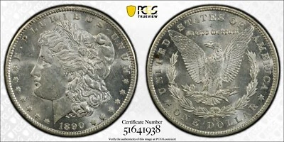 PCGS AU58 1890-CC Morgan Silver Dollar Carson City - Image 1 of 3