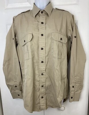 Burberry London Shirt Men’s M Solid Beige Khaki Button Up Long Sleeve Nova Check - Image 1 of 4