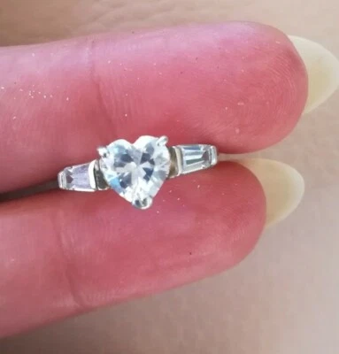 Anello ARGENTO 925 brillante a cuore di sintesi punzone 1380Vicenza +925 - Immagine 1 di 4