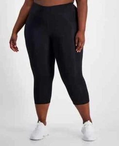 Reebok Plus Size Identity Logo Capri Leggings Women's 3X Black Elastic Waist - Picture 1 of 16
