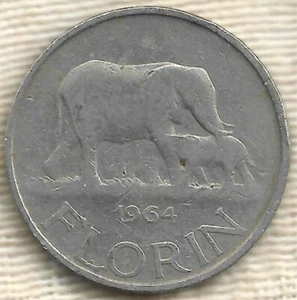 Malawi, 1964 Florin, KM3, Elephants - Picture 1 of 2