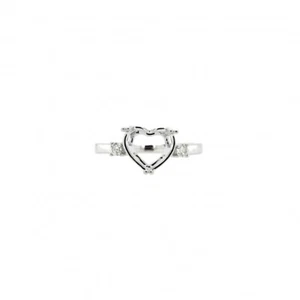 Ring Semi-Mount Heart Shape 9mm In 14k White Gold With Diamond Accents (50254) - Picture 1 of 7