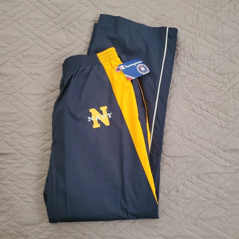 Navy Pants Mens XXL Blue Champion Tear Away Snap Button Polyester Lined Track Cover