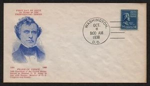 USA, SCOTT # 819, RARE HOLLAND FDC COVER - PRESIDENT FRANKLIN PIERCE, YEAR 1938 - Picture 1 of 1