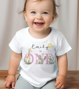 Personalised birthday balloon safari design Kids T-shirt, toddler top tees - Picture 1 of 2