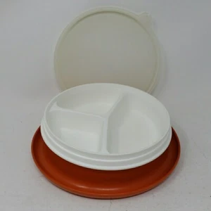 Vintage Tupperware Little Diner Toddler Bowl Orange 1317 W/Lid 227 1707 Divided - Picture 1 of 14