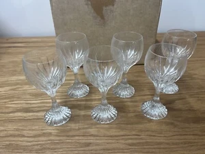 VTG SET 6 BACCARAT Crystal MASSENA Claret Wine Glasses W/BOX SIGNED 5 7/8" Tall - Picture 1 of 10