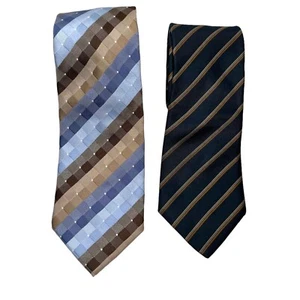 Christian Aujard & Halston III Men's Tie Lot Geometric & Striped Patterns Silk - Picture 1 of 11