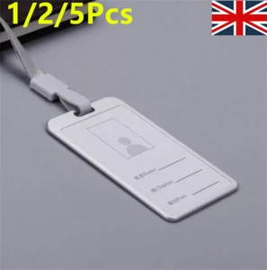 1-5X Aluminum ID Card Holder Card Case Identity Badge Necklace Strap Lanyard UK - Picture 1 of 6
