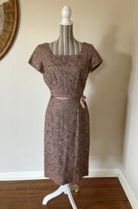 Abito donna vintage anni 50 pizzo balze matita floreale S/M - Foto 1 di 9