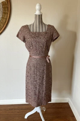 Винтажный 50-х кружева шевелиться карандаш цветочный платье женщины S/M - Изображение 1 из 4