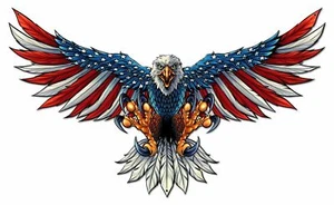 AMERICAN BALD EAGLE US FLAG WINGS 42" HEAVY DUTY USA MADE METAL HOME DECOR SIGN - Picture 1 of 1