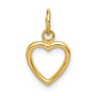 14K Yellow Gold Solid Polished Flat-Backed Heart Charm