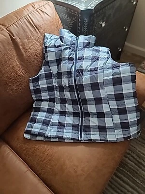 NWT Lands' End Women XL/P 600 FP Down Puffer Vest Gray Plaid Jacket Quilted#W114 - Image 1 of 4