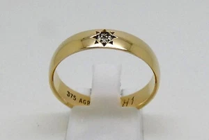 SOLID 9CT YELLOW GOLD DIAMOND MENS/UNISEX WEDDING BAND/RING - SIZE V - Picture 1 of 11